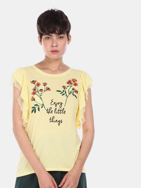 

Sugr Yellow Floral Print Top