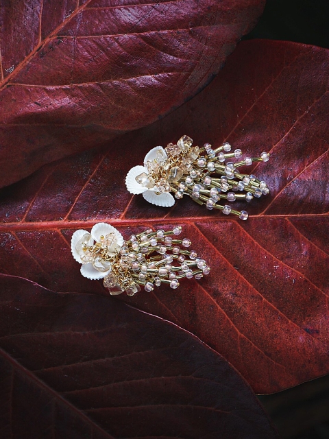 

D'oro Pink Contemporary Shell Studded Drop Earrings