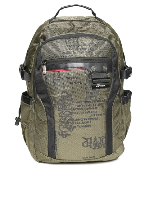 

THe VerTicaL Unisex Olive Green Water-Resistant Printed Laptop Backpack