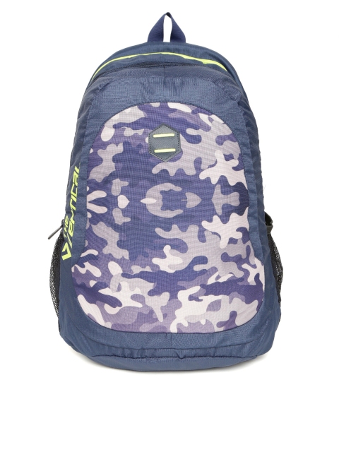 

THe VerTicaL Unisex Navy & Purple Printed Laptop Backpack, Navy blue
