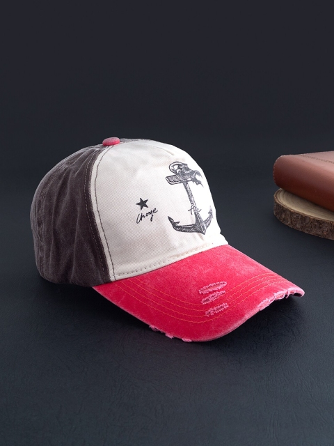 

Golden Peacock Men Pink & White Pure Cotton Printed Baseball Cap