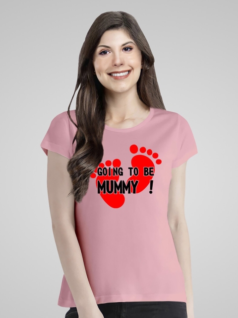 

Pootlu Women Pink Typography Printed Extended Sleeves T-shirt