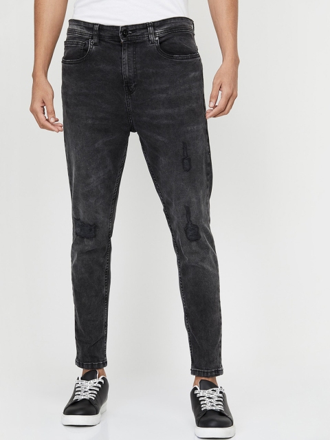 

max Men Charcoal Light Fade Cropped Jeans