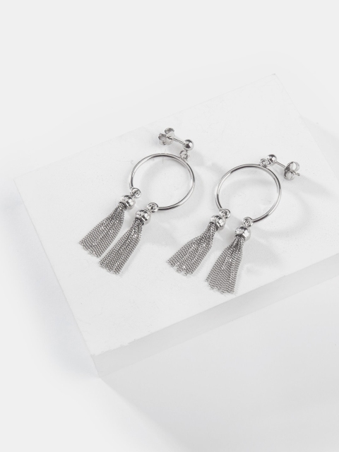 

SHAYA Silver-Toned Contemporary Drop Earrings