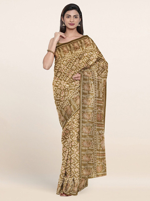 

Pothys Green & Beige Geometric Printed Saree