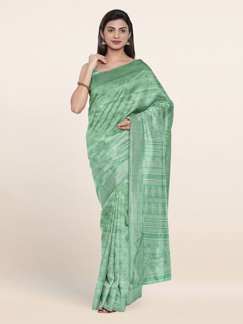 

Pothys Green & White Printed Saree