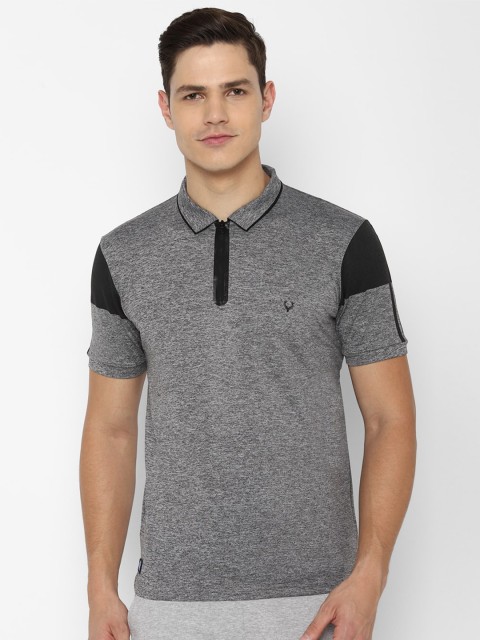 

Allen Solly Sport Men Grey & Black Colourblocked Polo Collar T-shirt