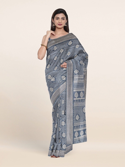 

Pothys Blue & Grey Ethnic Motifs Saree