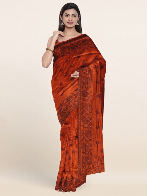 

Pothys Maroon Floral Printed Cotton Blend Saree