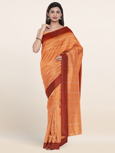 

Pothys Orange & White Printed Saree