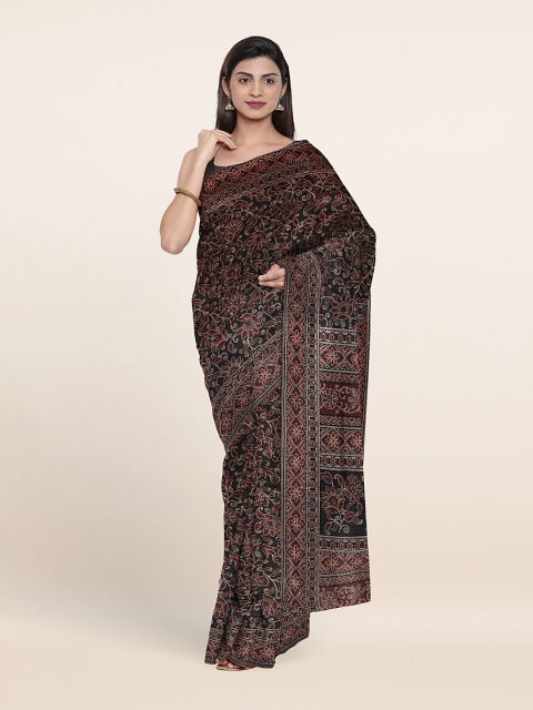 

Pothys Black & Brown Floral Printed Saree