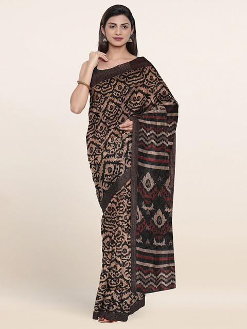 

Pothys Black & Beige Ethnic Motifs Cotton Blend Saree