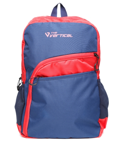

THe VerTicaL Unisex Navy Blue & Red Water-Resistant Colourblocked Laptop Backpack