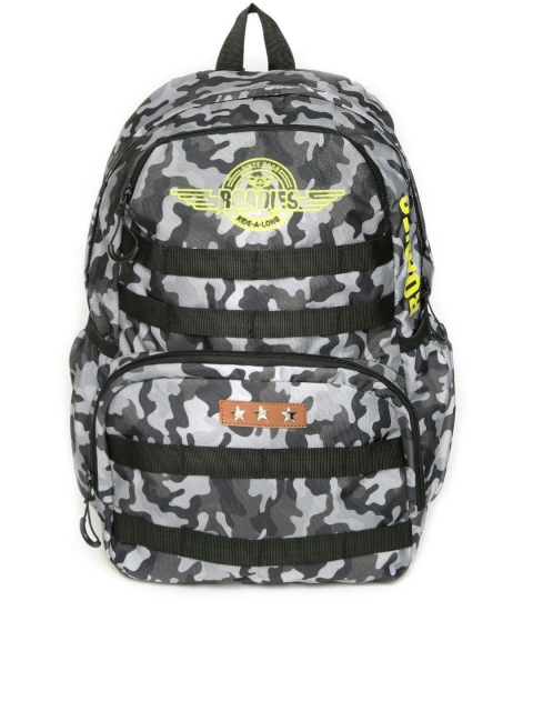 

THe VerTicaL Unisex Black & Grey Printed Backpack