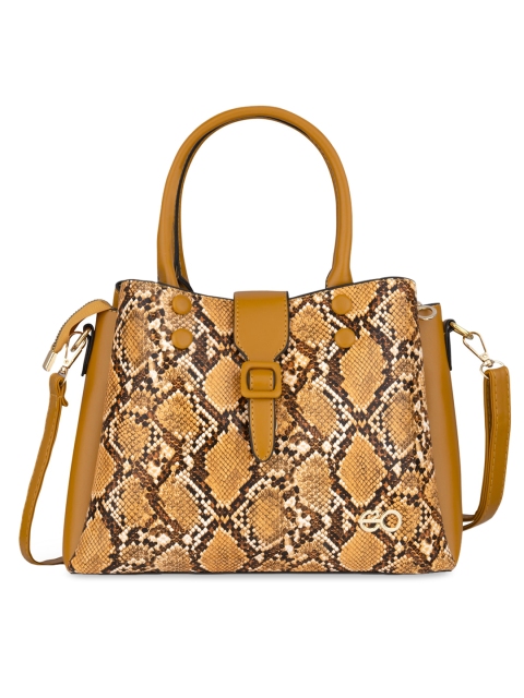 

E2O Yellow Animal Textured PU Structured Handheld Bag with Cut Work