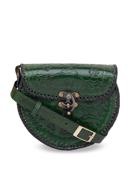

Holii Green Leather Half Moon Sling Bag with Quilted
