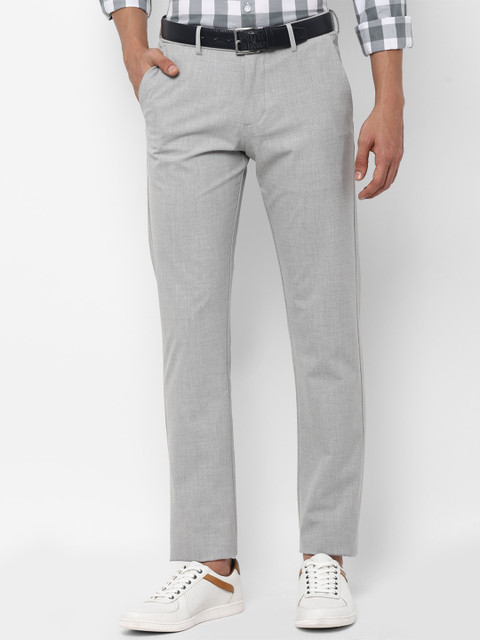 

Allen Solly Men Grey Textured Slim Fit Trousers