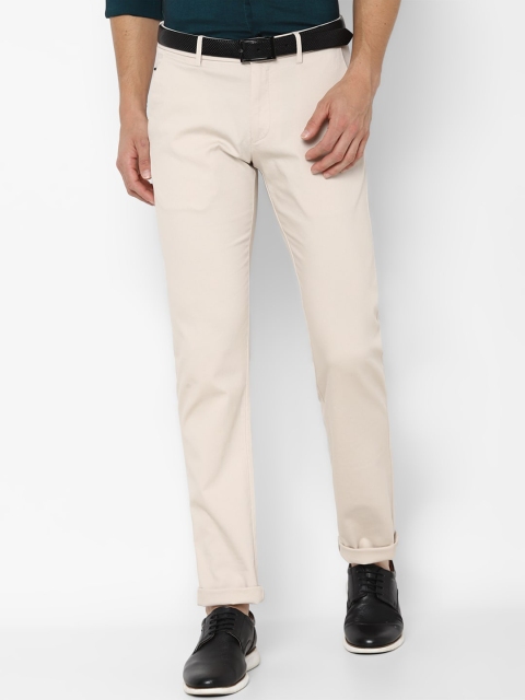 

Allen Solly Men Cream-Coloured Textured Slim Fit Trousers