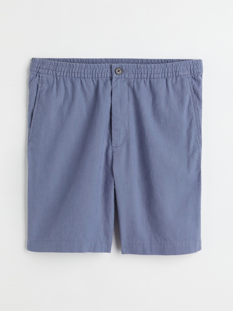 

H&M Men Blue Regular Fit Linen-blend Shorts