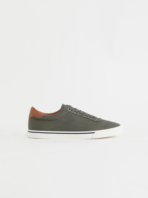 

H&M Men Green Cotton Canvas Trainers