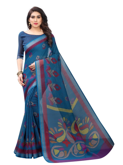 

PERFECTBLUE Teal & Green Ethnic Motifs Saree