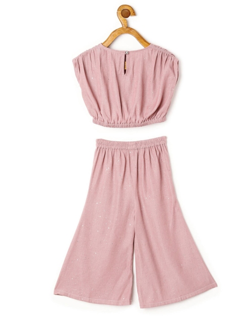 

TIC TAC TOE Girls Rose Pink Self Design Top with Palazzos