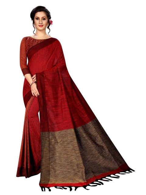 

PERFECTBLUE Maroon & Brown Striped Saree