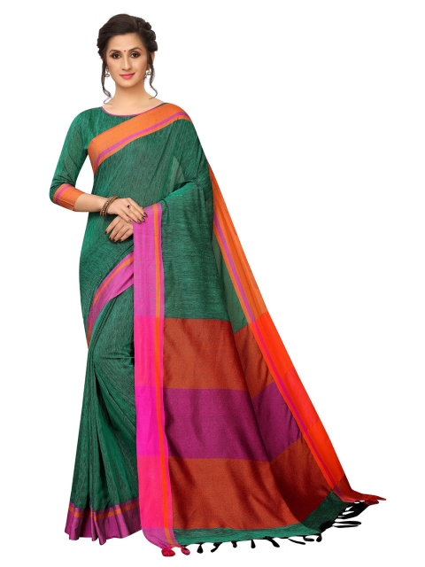 

PERFECTBLUE Green & Magenta Zari Saree
