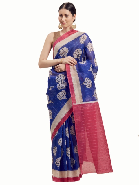 

KALINI Blue & Pink Ethnic Motifs Art Silk Saree