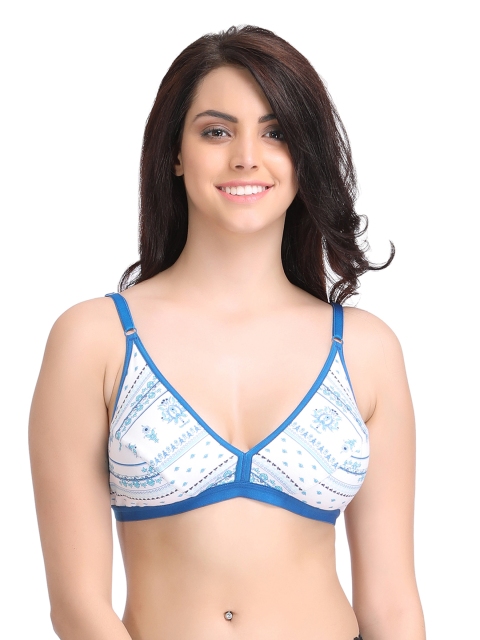 

Clovia White & Blue Printed Medium-Coverage Bra BR0736P03