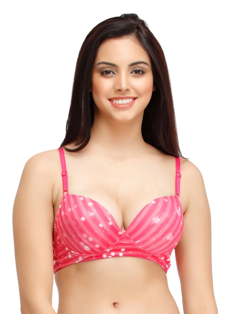 

Clovia Pink Striped Medium-Coverage Push-Up Bra BR0748P14