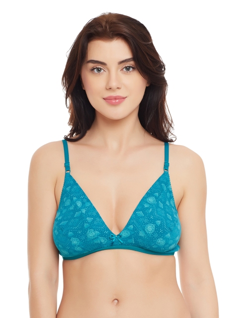 

Clovia Blue Printed Half-Coverage Bra BR0832P17