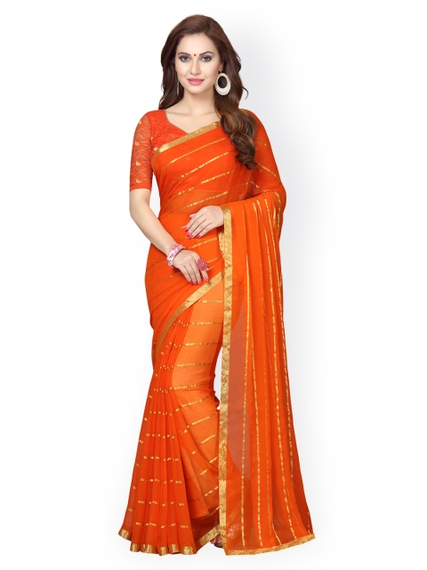 

Ishin Orange Faux Georgette Traditional Saree