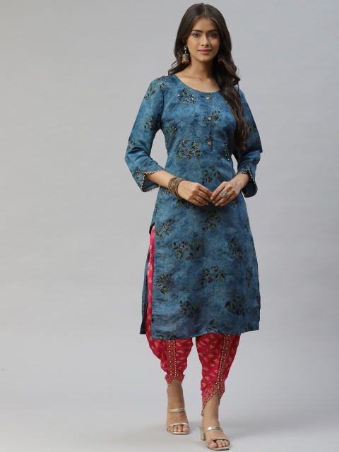 

Aarika Women Blue & Pink Floral Printed Kurta