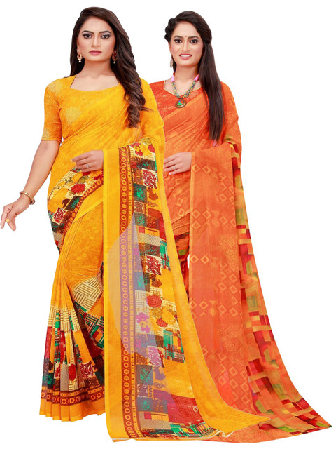 

Florence Pack of 2 Orange & Yellow Printed Saree