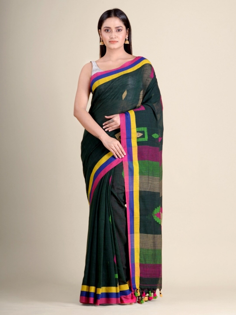 

Mitera Green & Pink Woven Design Pure Cotton Saree