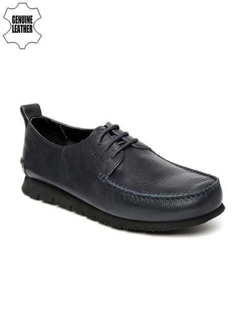 

Ruosh Men Navy Solid Leather Derbys, Navy blue