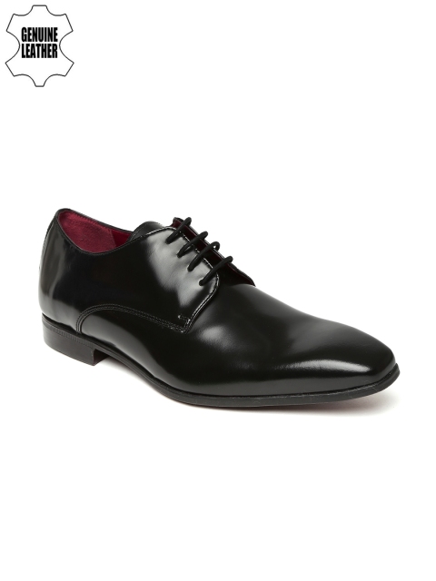 

Ruosh Club Men Black Genuine Leather Derby Shoes