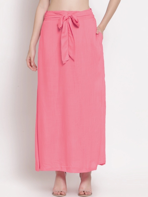 

PATRORNA Women Pink Solid Maxi Tulip Skirts