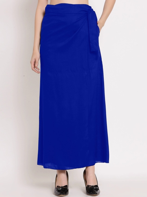 

PATRORNA Women Royal-Blue Solid Wrap Maxi Skirt