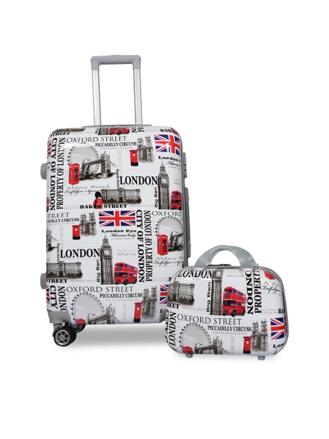 

Polo Class 2 Pieces White & Black Printed Trolley Bag & Vanity Bag Set- 28 inch