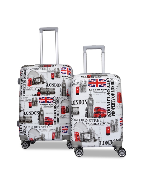 

Polo Class Pack of 2 White Printed Trolley Bags- 20 & 28inch