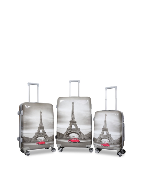 

Polo Class Set of 3 Grey Printed Trolley Suitcases
