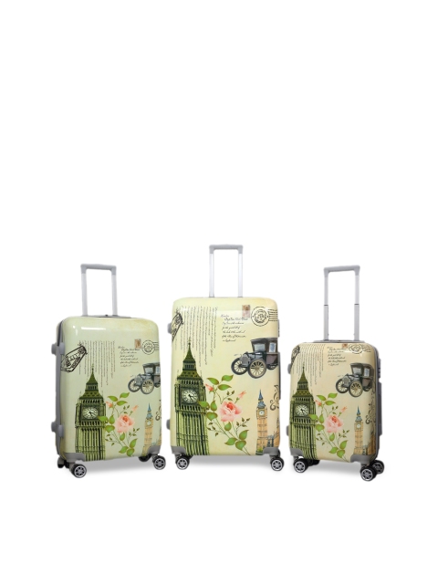 

Polo Class Set of 3 Green Printed Trolley Suitcases