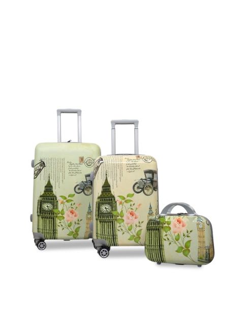 

Polo Class Set of 3 Green Printed Trolley Bag with Vanity Bag
