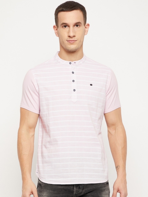 

Octave Men Pink Striped Cotton T-shirt