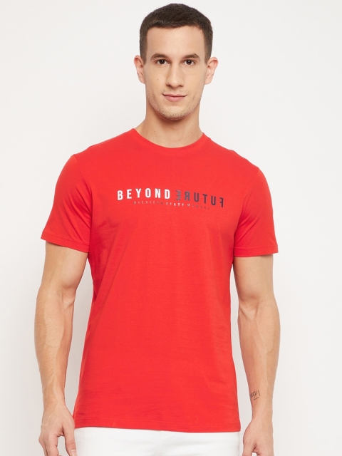 

Octave Men Red Typography Printed Cotton T-shirt