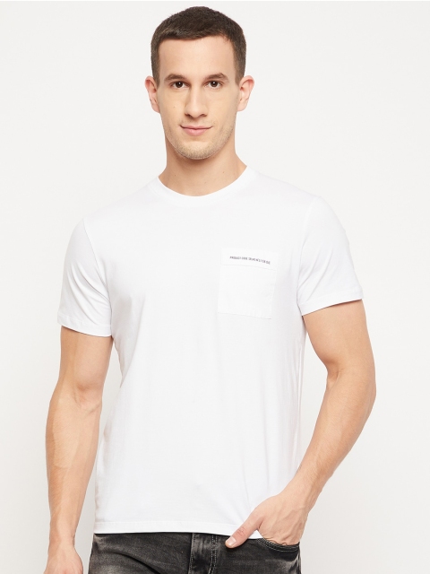 

Octave Men White Solid Mock Pocket Tshirt