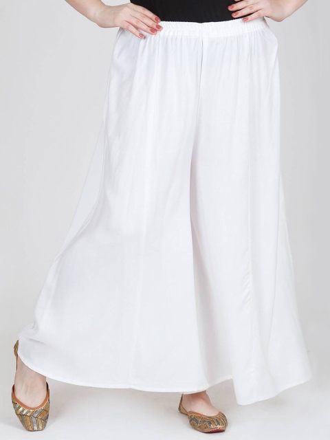 

LastInch Women White Flared Ethnic Palazzos