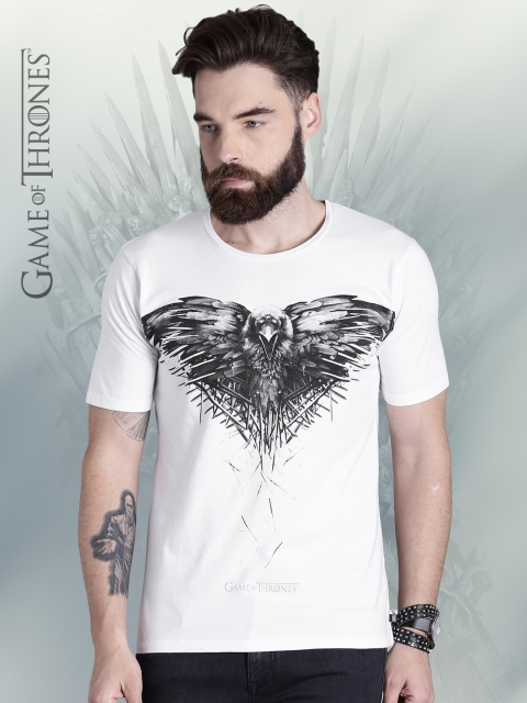 

Game of Thrones by Kook N Keech Men White Printed Round Neck T-shirt